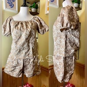 🌷Floral Tan Women's Shorts Set